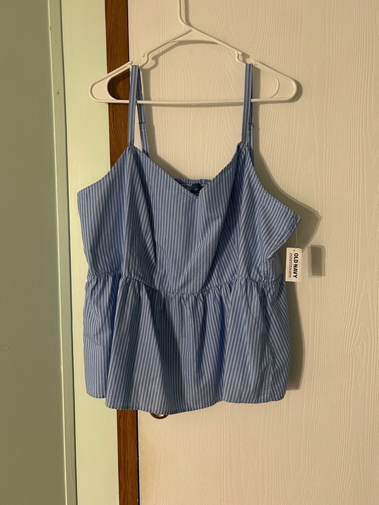 Old Navy Tops - Old Navy Blue & White Striped Peplum Cami Top Size 2X
